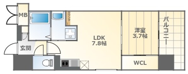 大国町駅 徒歩6分 2階の物件間取画像